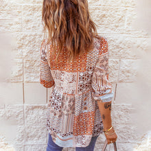 Load image into Gallery viewer, The new fall Bohemian v-neck pullover T-shirt with long sleeves