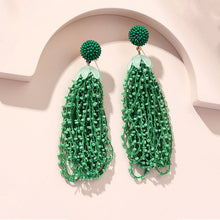 Load image into Gallery viewer, Long beaded fringed earrings women&#39;s vintage bohemian earrings