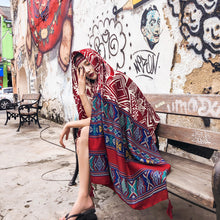 Load image into Gallery viewer, Ethnic holiday shawl summer sun protection scarf women&#39;s beach towel cotton scarf