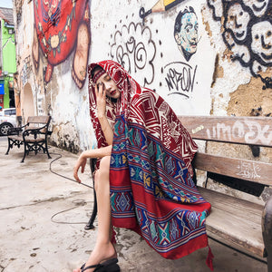 Ethnic holiday shawl summer sun protection scarf women's beach towel cotton scarf