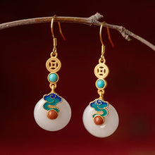 Load image into Gallery viewer, Ping An Buckle Temperament Earrings Long Retro Style Copper Coins Earrings