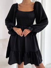 Load image into Gallery viewer, Pullover Square Neck Long Sleeve Ruffle high waist tight temperament commuter dress women