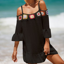 Load image into Gallery viewer, Holiday Suspenders Sun-protective Clothing Crocheted Lace Shoulder Dress Casual Short Solid Color Sunscreen Beach Skirt