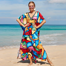 Load image into Gallery viewer, Printed beach skirt loose robe seaside holiday bikini swimsuit smock sunscreen blouse women