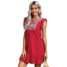 Load image into Gallery viewer, New Bohemian Style Embroidered V-neck Knee Length Dress