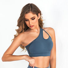 Load image into Gallery viewer, One-shoulder strap mesh stitching sexy steelless bra sports underwear