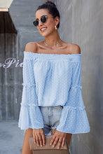 Load image into Gallery viewer, Long sleeve flared chiffon strapless neck openwork blouse