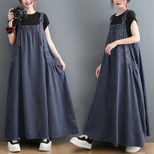 Load image into Gallery viewer, Spring/Summer New Loose Slim denim Slim Strap Long Dress Large Swing Dress