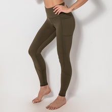 Load image into Gallery viewer, Spliced pocket size double-sided nylon high elastic sports high waist hip tight yoga pants women.