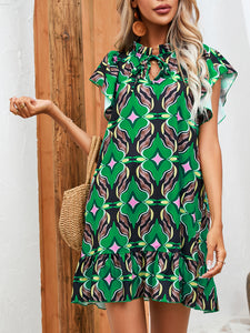 Dress summer print ruffled skirt