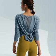 Load image into Gallery viewer, Autumn yoga clothes ladies loose mesh stitching long sleeve fitness clothes sports jacket running quick-drying breathable T-shirt.