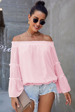 Load image into Gallery viewer, Long sleeve flared chiffon strapless neck openwork blouse
