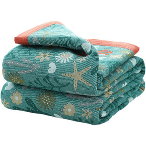 Five-layer gauze towel quilt plaid pure cotton double single thick nap blanket  four seasons