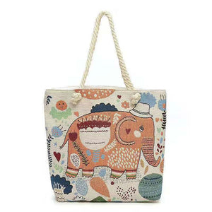 Double-sided Ethnic Style Embroidery Bag Women's Live Embroidery Peacock Elephant Canvas Bag