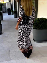 Load image into Gallery viewer, New Summer Retro Casual Geometric Colored Tribal Split V-Neck Long Sleeve Holiday Dress