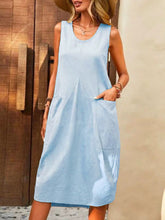 Load image into Gallery viewer, Casual Dress Cotton Linen Sleeveless Solid Amazon Loose U-neck Dress