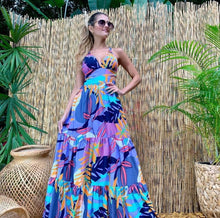 Load image into Gallery viewer, Womenswear fashion print sexy dress slip deep V sleeveless backless maxi dress