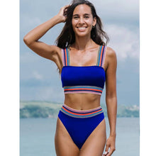 Load image into Gallery viewer, Swimsuit split solid color bikini two-piece set of high-waisted color elastic