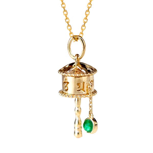Six-character mantra prayer wheel pendant can be turned to pray for peace and protect necklace & Earrings