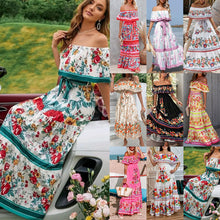 Load image into Gallery viewer, Spring and Summer New One-shoulder Print Long Swing Dress