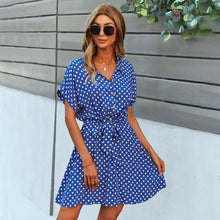 Load image into Gallery viewer, Polka-dot nipped-in dress summer A-line dress