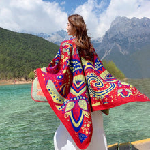 Load image into Gallery viewer, Multi-purpose Tibetan Style Shawl Cashew Flower Cloak Winter Warm Open National Wind Air-conditioning Scarf