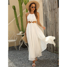 Load image into Gallery viewer, Temperament beach resort split halterneck maxi dress Stylish backless chiffon maxi dress