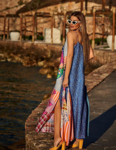 Hot Selling New Print V-neck Strap Dress Seaside Beach Skirt