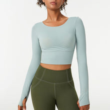 Load image into Gallery viewer, Autumn and winter seamless integrated yoga jacket with chest pad nude sports jacket yoga suit long sleeve
