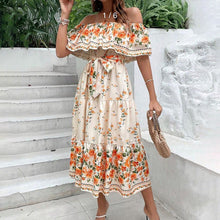 Load image into Gallery viewer, Spring and Summer New One-shoulder Print Long Swing Dress