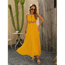 Load image into Gallery viewer, Temperament beach resort split halterneck maxi dress Stylish backless chiffon maxi dress