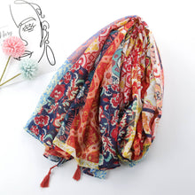 Load image into Gallery viewer, Spring and summer ethnic print encrypted Bali yarn cotton soft yarn towel ladies travel sunscreen towel