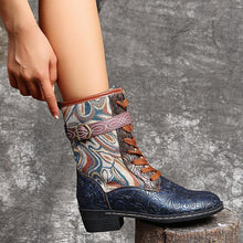 Load image into Gallery viewer, Ethnic style ladies mid-tube fashion Martin boots