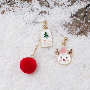 New holiday accessories colorful funny Christmas Earrings female autumn and winter wool ball earrings