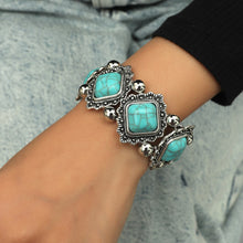 Load image into Gallery viewer, Personality vintage geometric turquoise stretch bracelet women&#39;s bohemian bracelet jewelry