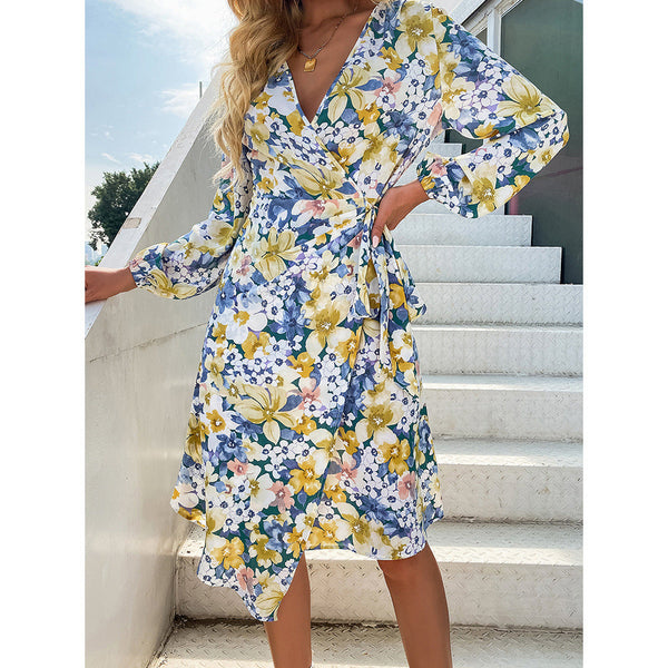 Vacation casual beach floral dress dress long skirt woman