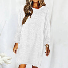 Load image into Gallery viewer, New autumn and winter solid color comfortable plush long sleeve round neck loose dress