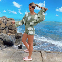 Load image into Gallery viewer, Women&#39;s fashion casual colorful flower sweater knit suit