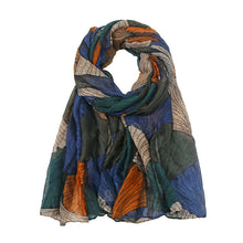 Load image into Gallery viewer, Printed Bali scarf women&#39;s ginkgo biloba cotton linen hand feel silk scarf large shawl