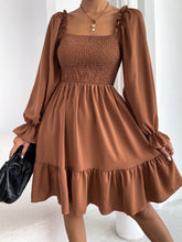 Load image into Gallery viewer, Pullover Square Neck Long Sleeve Ruffle high waist tight temperament commuter dress women