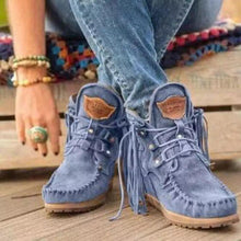 Load image into Gallery viewer, New winter products comfortable thick-soled fringed lace-up women&#39;s short boots snow boots