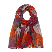 Load image into Gallery viewer, Printed Bali scarf women&#39;s ginkgo biloba cotton linen hand feel silk scarf large shawl