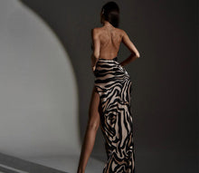 Load image into Gallery viewer, Summer New Fashion Print Slim Fit Split Open Back Bra Strap Dress