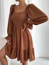 Load image into Gallery viewer, Pullover Square Neck Long Sleeve Ruffle high waist tight temperament commuter dress women