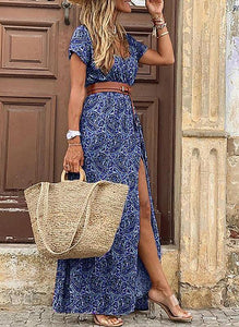 Summer New Dress Bohemian Short Sleeve Printed Dress