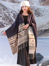 Load image into Gallery viewer, Shawl women&#39;s outfit imitation cashmere scarf, autumn and winter cape, blanket, dual-purpose ethnic style tourism