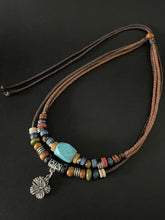 Load image into Gallery viewer, Turquoise Multi-layer Clavicle Chain Ethnic Retro Decoration Girls Cotton and Linen Accessories