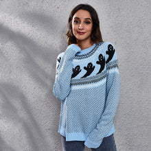 Load image into Gallery viewer, Halloween Ghost Vintage Polka Dot Long Sleeve Knitted Sweater Women&#39;s Loose Wear
