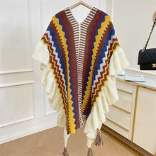 Load image into Gallery viewer, Ethnic style shawl women's wooden ears fashionably wear knitted cloak
