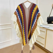 Load image into Gallery viewer, Ethnic style shawl women's wooden ears fashionably wear knitted cloak